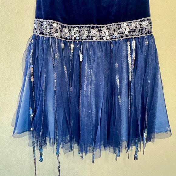 BISCOTTI Roaring 20's Party Dress Girls 8 Navy Blue Gatsby Girl Velvet Sequins - Picture 3 of 10